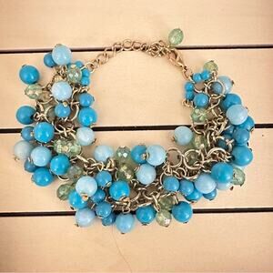 Beaded bauble bracelet blue green gold